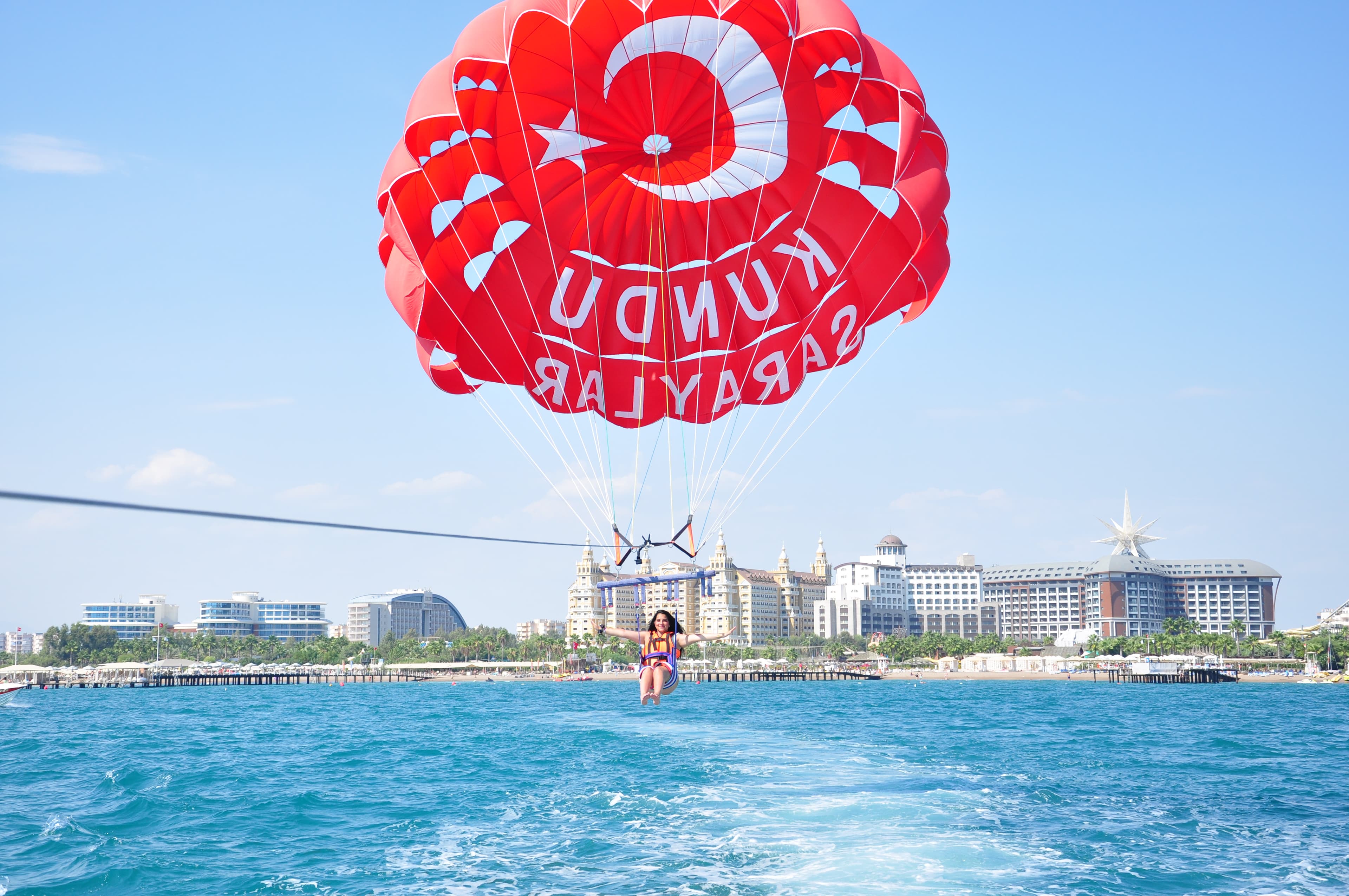 Parasailing over the sea